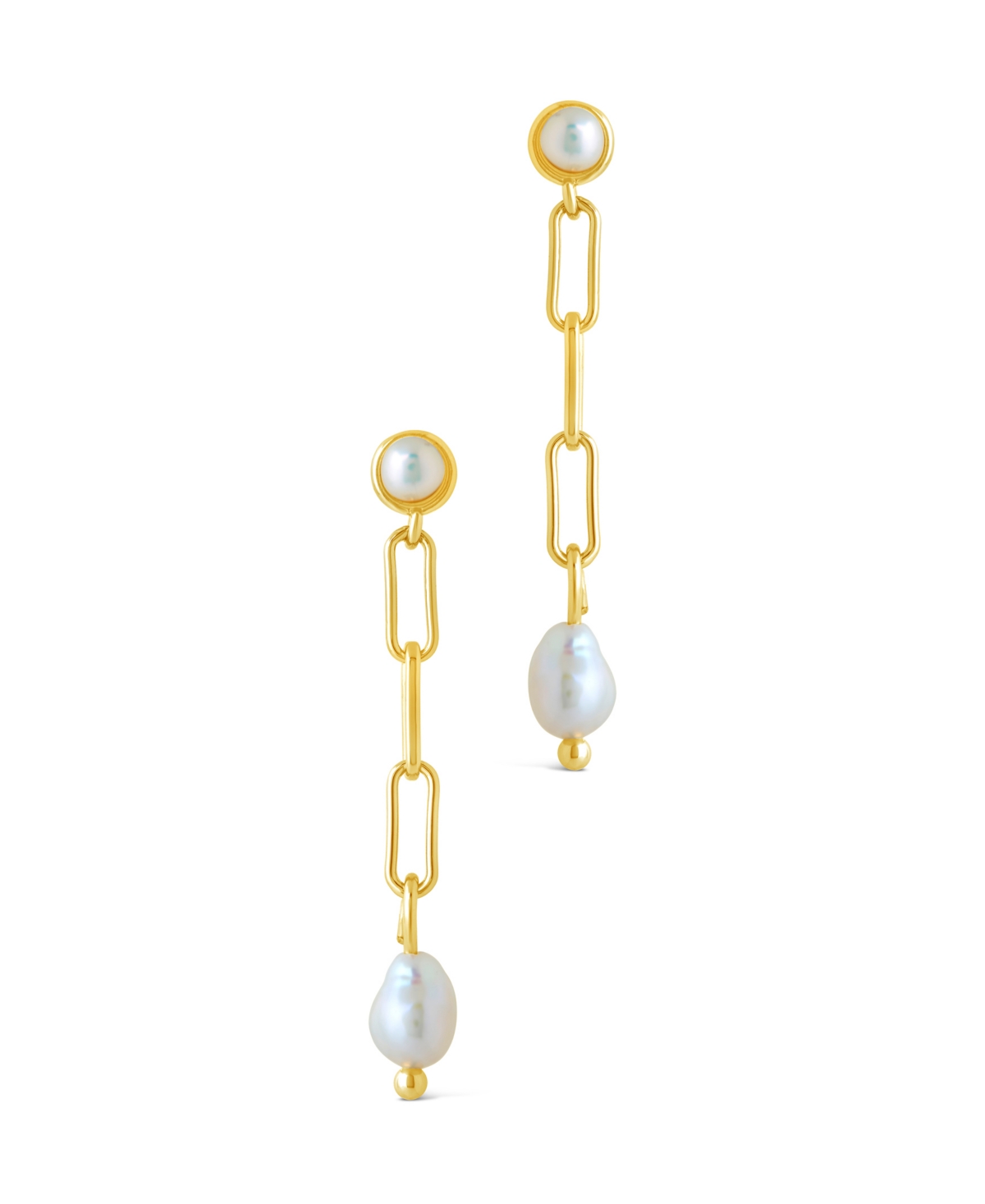 Sterling Forever Fayelynn Mother Of Pearl Chain Drop Earrings In Gold