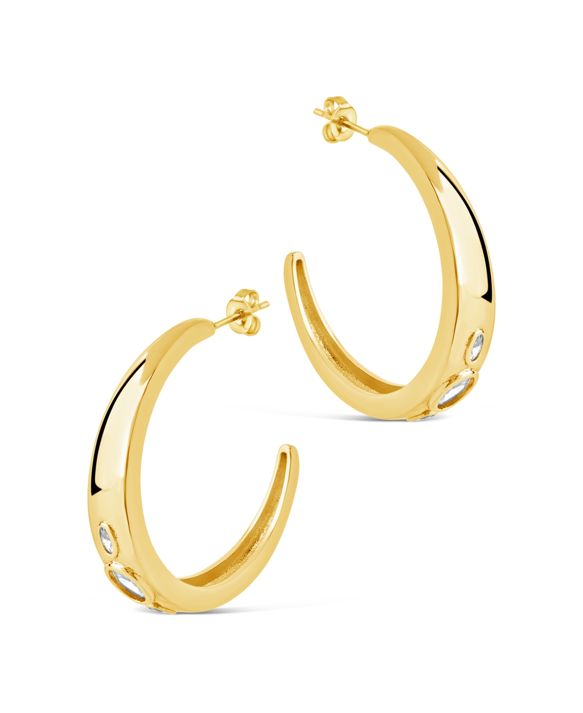 Sterling Forever Soren Cubic Zirconia Statement Hoop Earrings In Gold