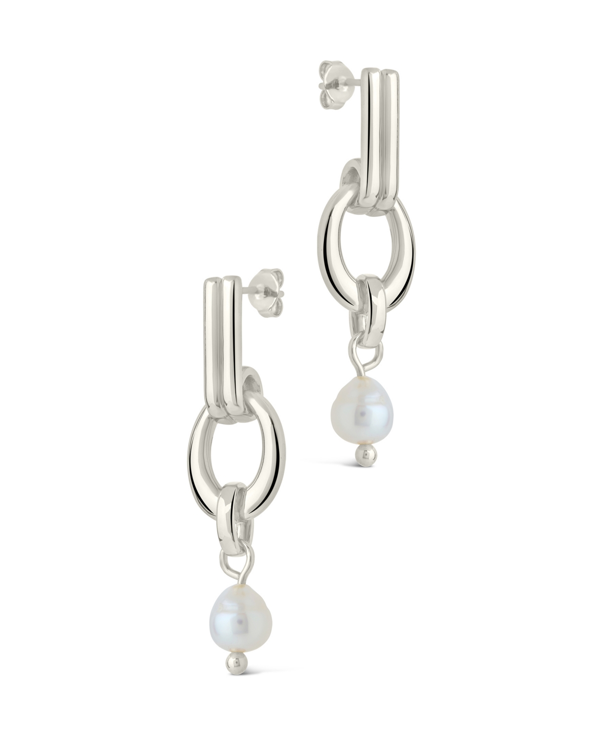 Sterling Forever Giselle Freshwater Pearl Door Knocker Drop Earrings In Silver