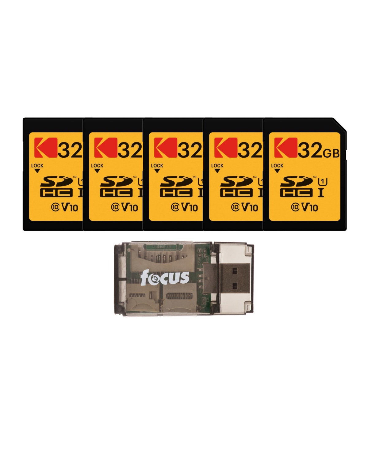 Kodak 32GB Class 10 Uhs-i U1 Sdhc Memory Card (5-Pack) with Usb Card Reader
