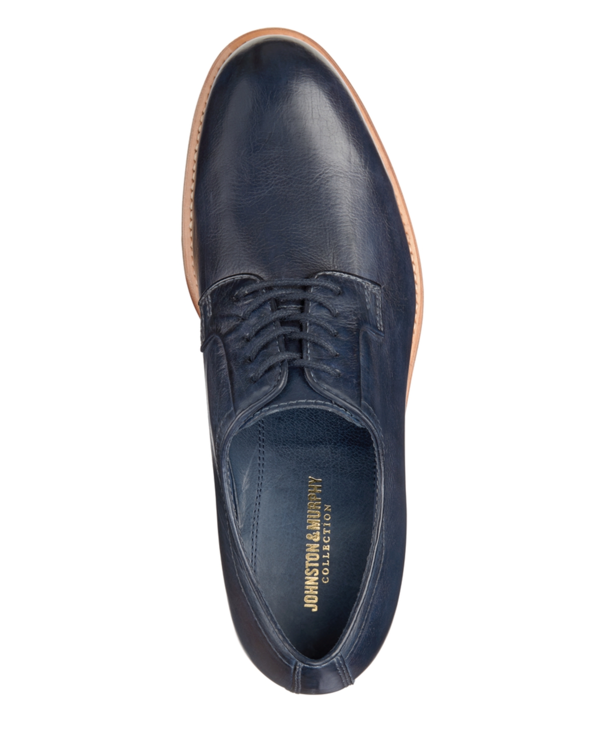 Johnston & Murphy Men's Dudley Plain Toe Shoe - Navy Dip-Dyed Leather