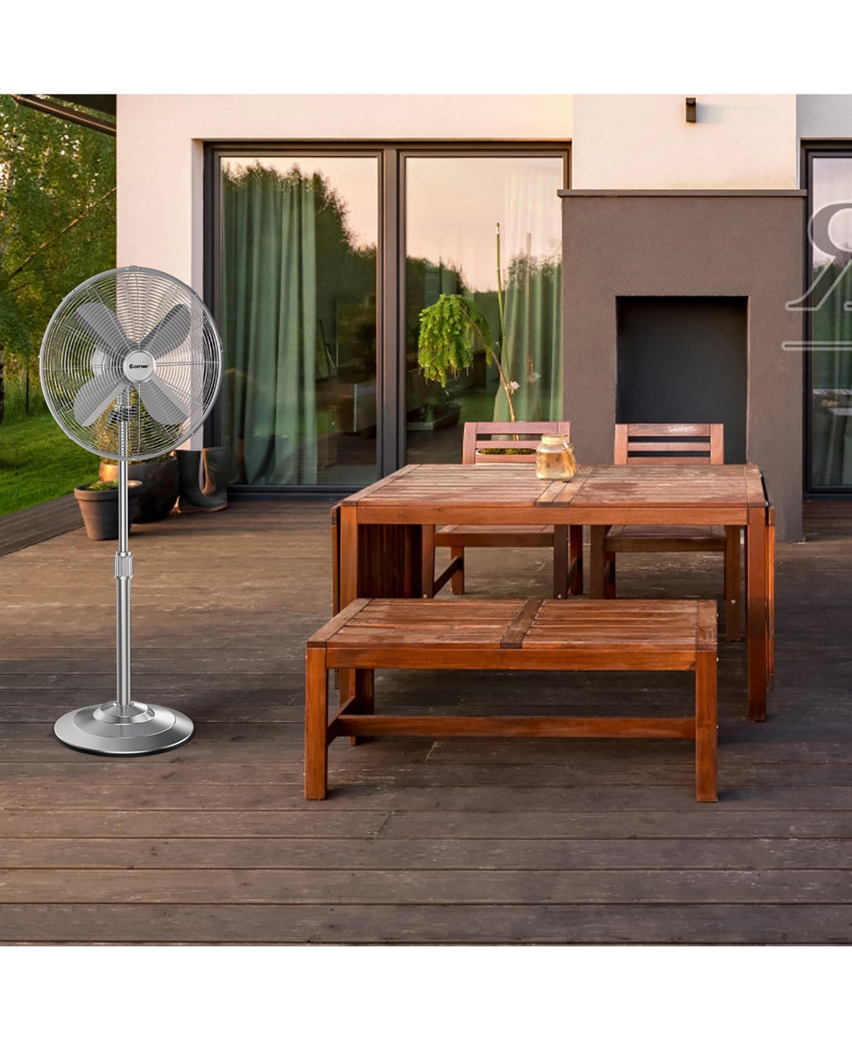 18" Metal Oscillating Pedestal Fan 3 Wind Speed Height Adjust w/4 Blades