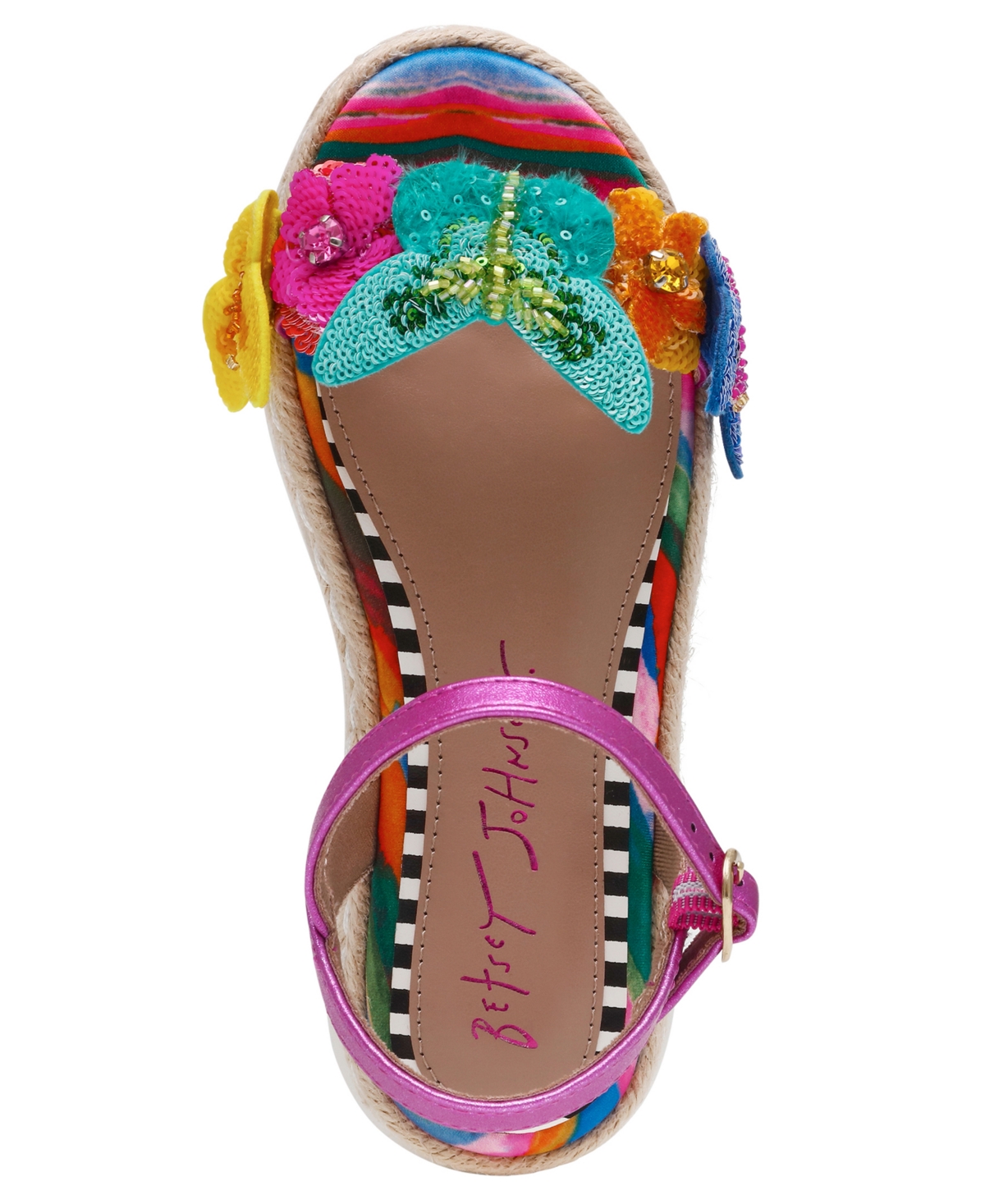 Betsey Johnson Little And Big Girls Emery Platform Butterfly Sandal In Fuchsia Multi
