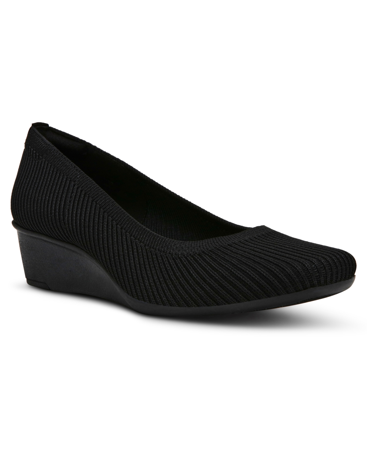 Shop Anne Klein Women's Wisher Wedge Slip On Flats In Black Knit
