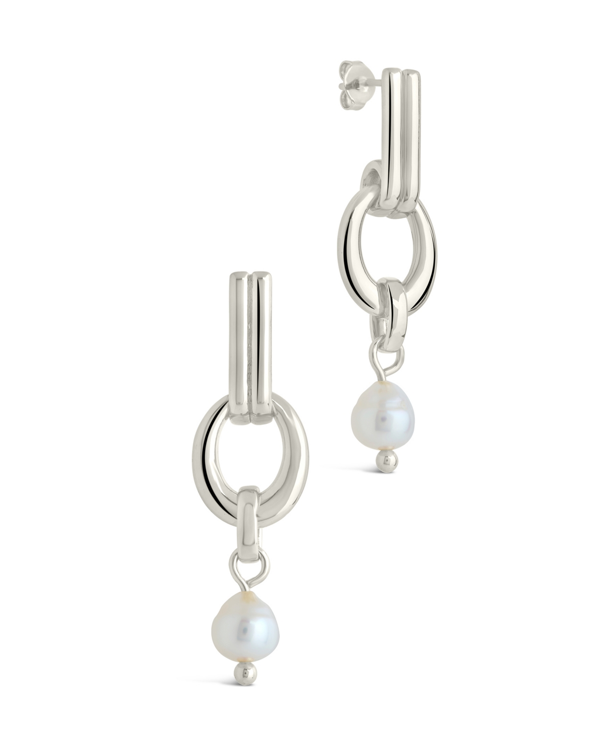 Sterling Forever Giselle Freshwater Pearl Door Knocker Drop Earrings In Silver