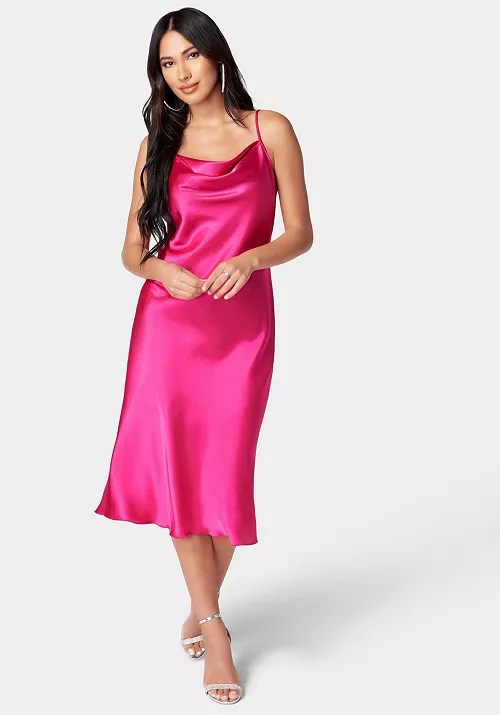 women's satin midi slip dress