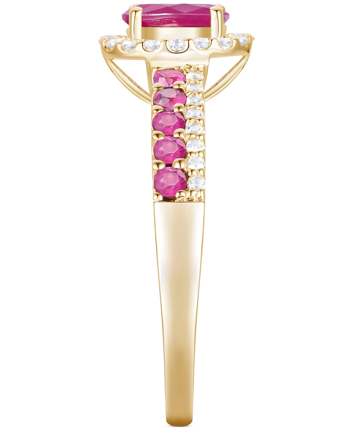 Macy's Sapphire (1 Ct. T.w.) & Diamond (1/6 Ct. T.w.) Oval Halo Ring In 14k White Gold (also Available In R In Ruby