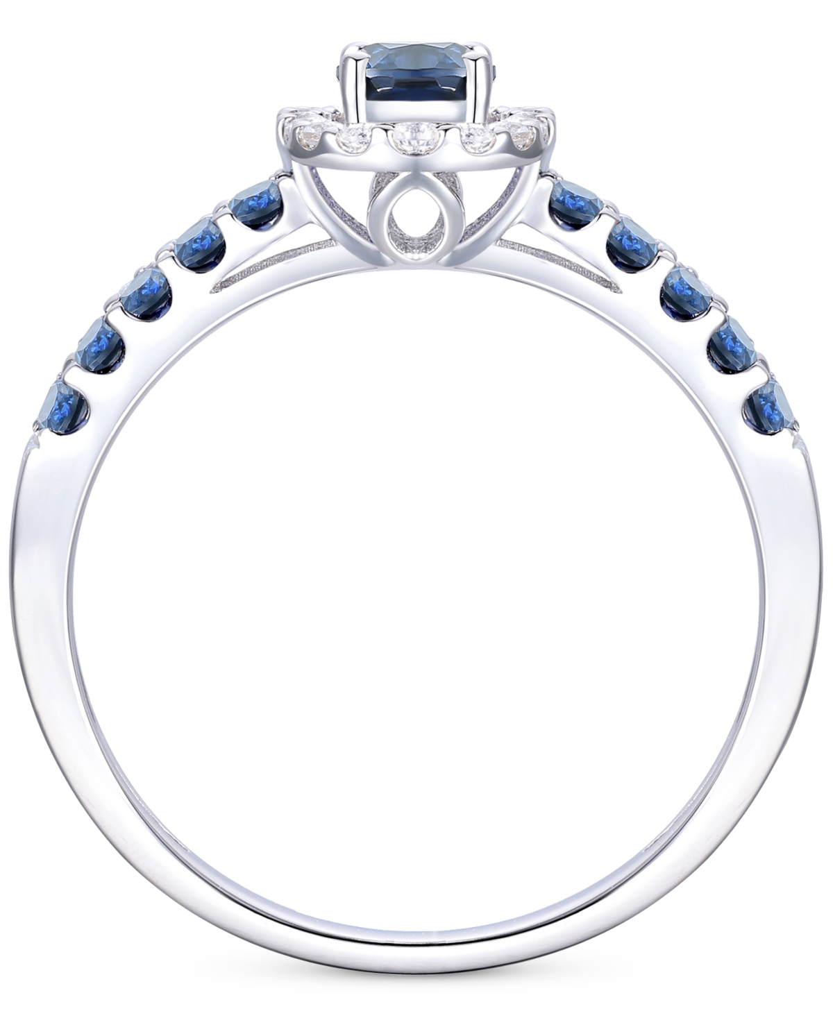 Lab Grown(1 ct. t.w.) & Diamond (1/6 ct. t.w.) Oval Halo Ring in 14k White Gold (Also available in Ruby) - Sapphire
