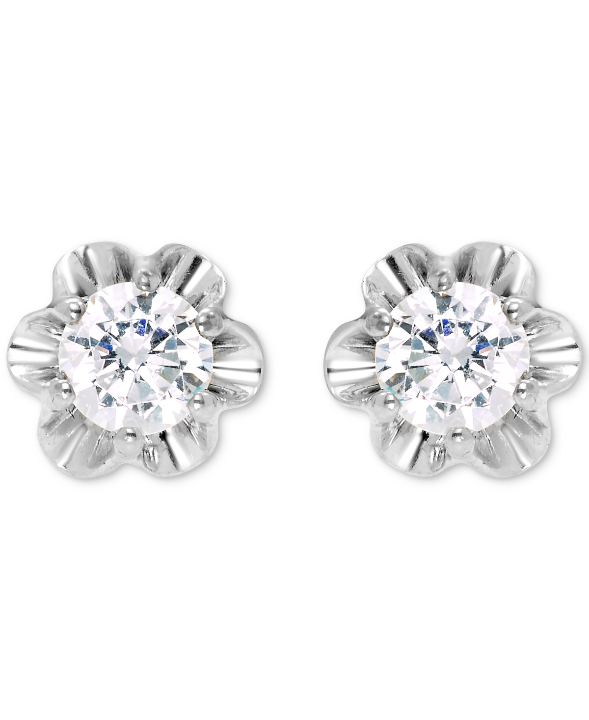 Macy's Diamond Scallop Edge Stud Earrings (1/2 Ct. T.w.) In 14k Gold In White Gold