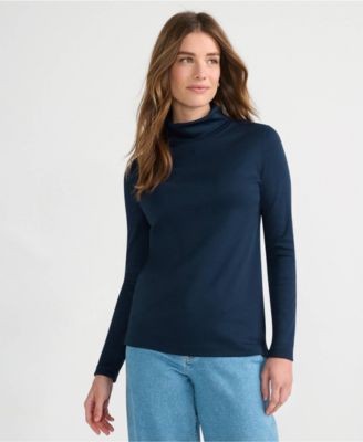 Lands' End Women's Supima Cotton Fitted Long Sleeve Turtleneck
