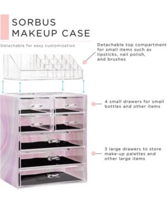 Medium Tie-Dye Makeup Organizer Set - (3 Large / 4 Small Drawers/Top Tray)