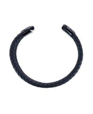 Loose Fit Simple 2 Band Braided Secure Clasp Leather Bracelet