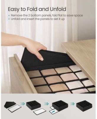 Set of 4 Closet Organizers for Underwear with 80 Cells for Drawer Storage