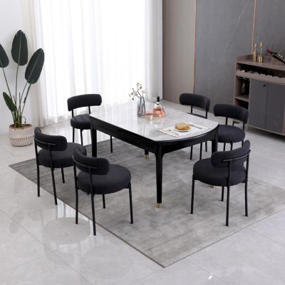  Set of 6 Boucle; Metal Mid-Century Modern Dining Chairs
