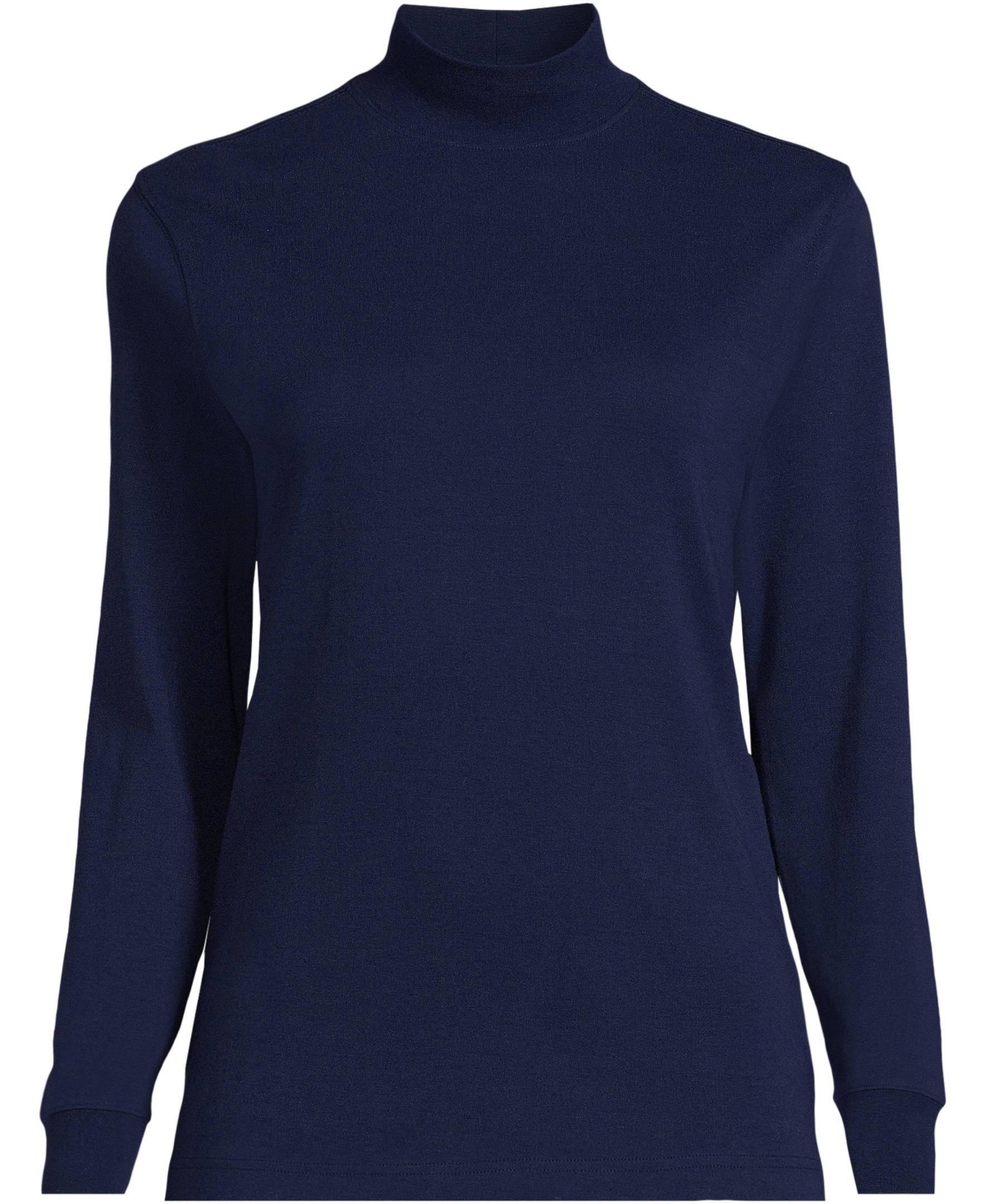 Lands' End Women's Tall Relaxed Cotton Sleeve Mock Turtleneck