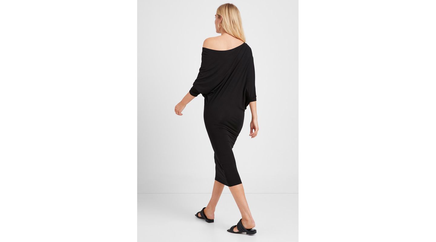 Женское платье Marcella Julia Off-Shoulder Batwing-Sleeve Jersey Midi, цвет: Чёрный — фото 2