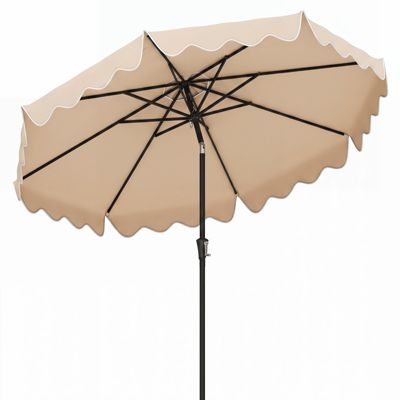 9 FT Patio Umbrella 2-Tier Market Table Umbrella with Sun-Protective Canopy