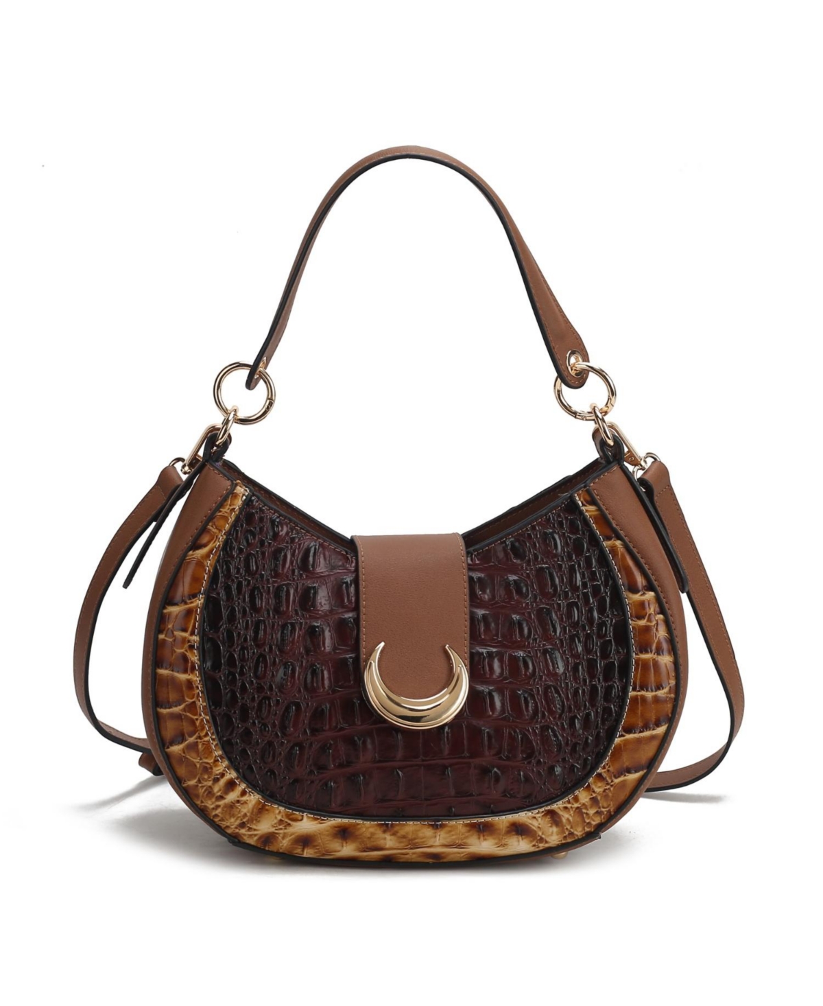 Mkf Collection Jain Half Moon Luxe Croc-Embossed Shoulder Bag, Spacious and Timeless by Mia K