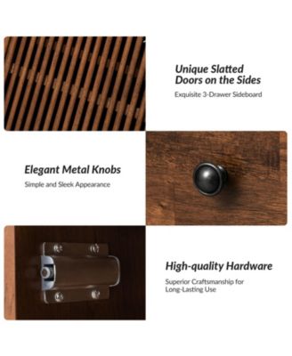 Crrillus Mid-century 58'' Wide 3 Drawer Sideboard with Slatted Doors