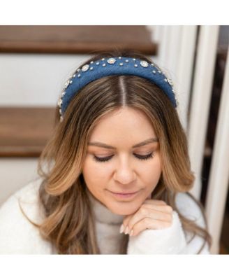 Classic Padded Headband - Denim Rhinestones