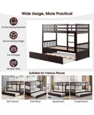 Twin Over Twin Bunk Bed with Pull-out Trundle and Ladder