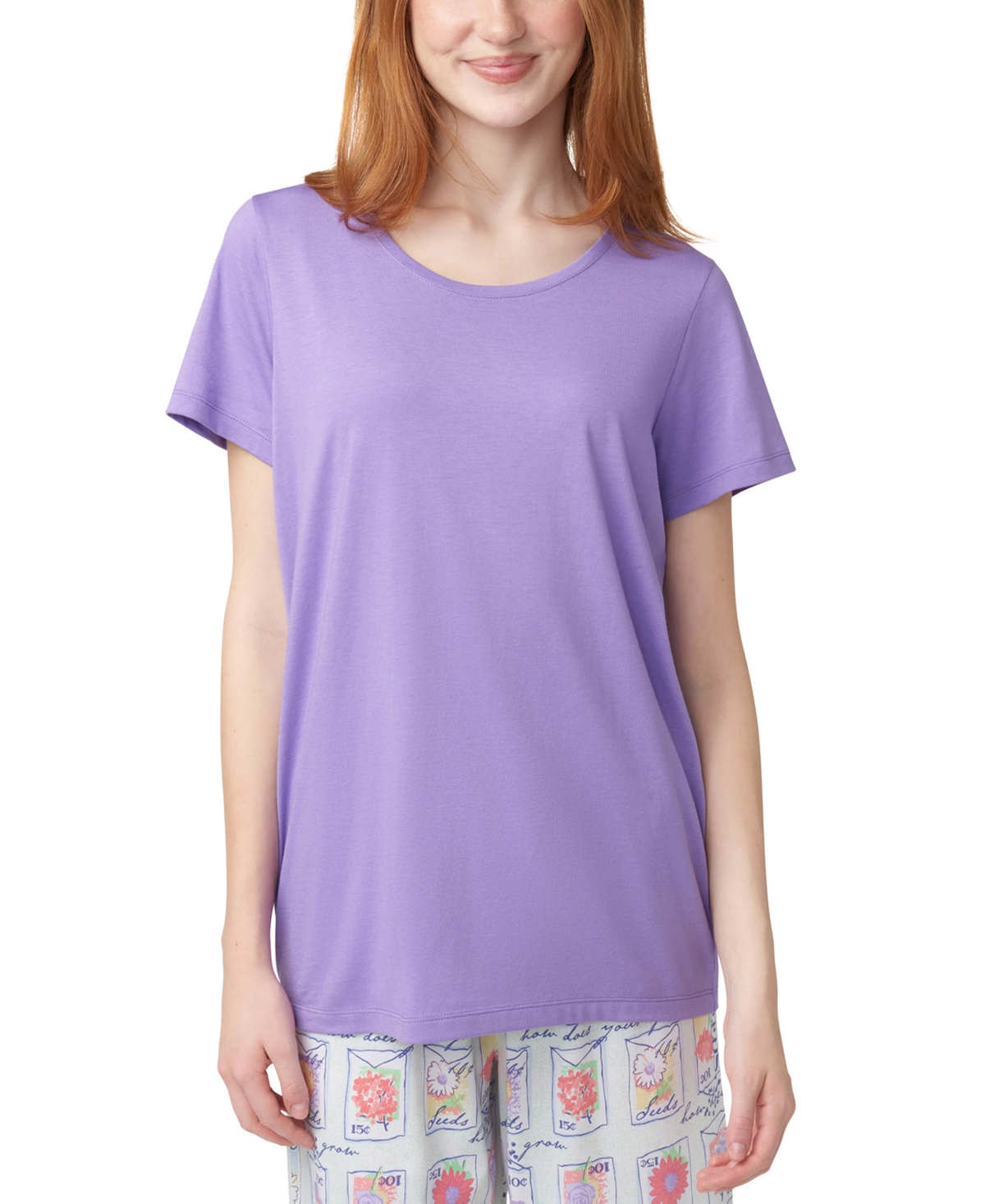 Shop Hue Women's Solid Short-sleeve Scoop-neck Pajama T-shirt In Paisley Purple