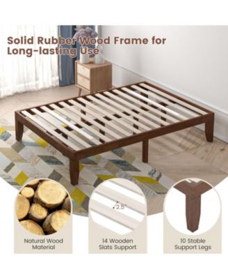 14 Inch Full Size Wood Platform Bed Frame with Wood Slat Support