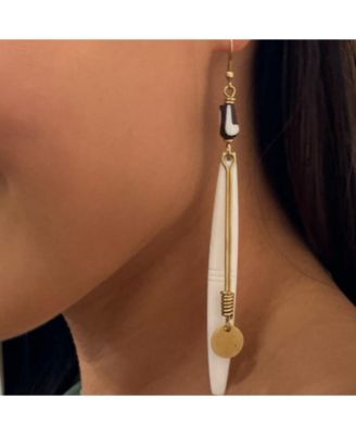 Imani Handmade Bone & Brass Earrings – Minimalist Lightweight Statement Design