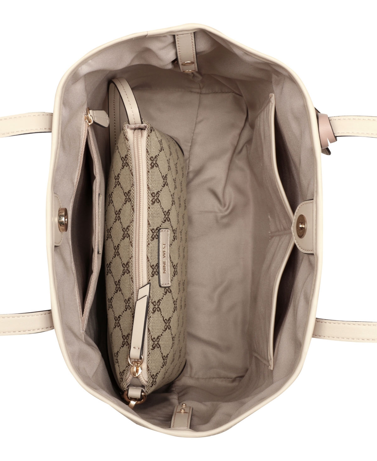 Nine West Teagan Two In One Tote Bag In Mocha Logo Multi