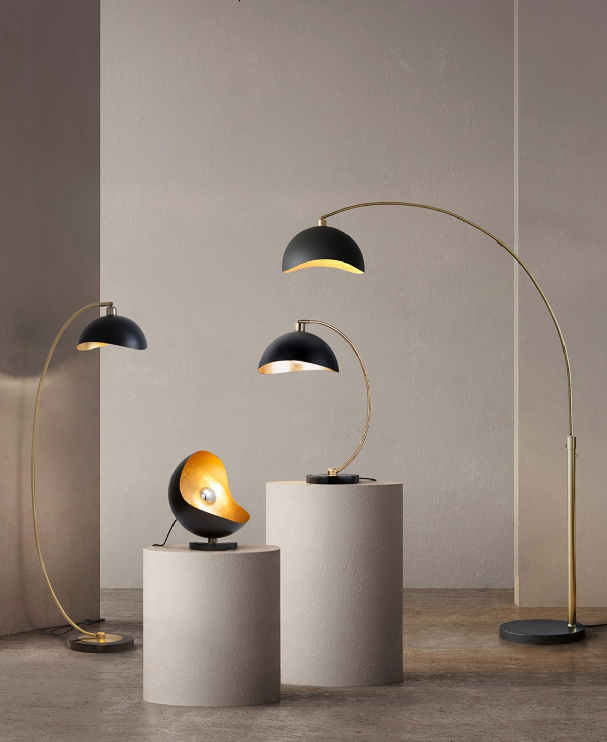 Nova Of California Luna Bella 27" Switch Table Lamp In Matte Black,gold-leaf Shade