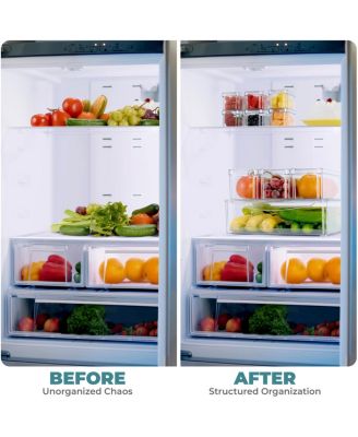 10 Pack Clear Stackable Refrigerator Storage Bins with Lids - Perfect for Kitchen Organization, Pantry and Fridge Storage