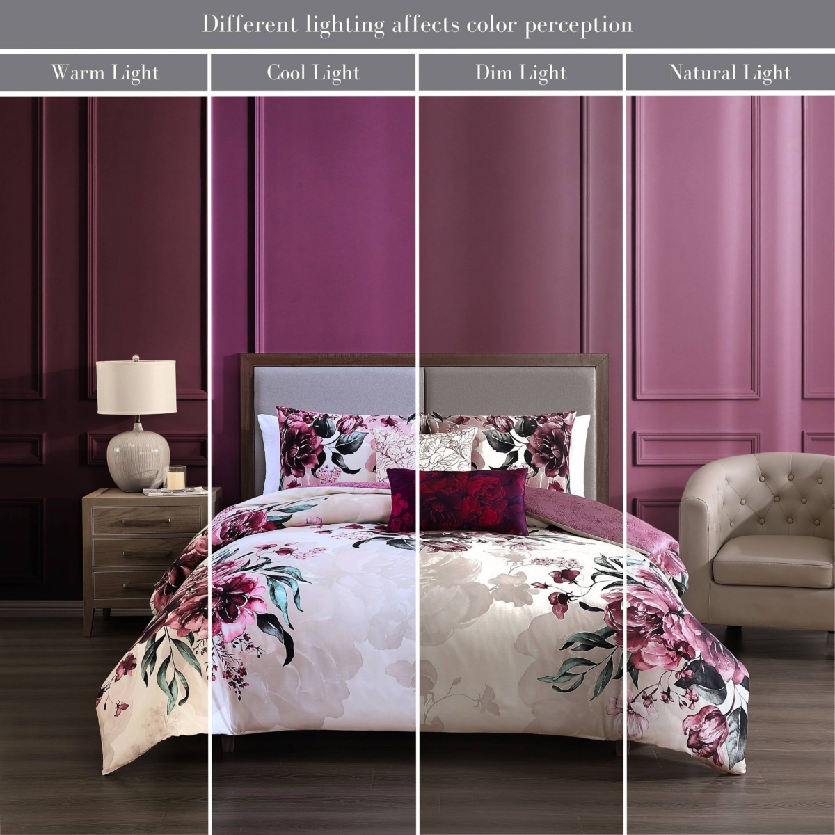 Bebejan Plum Haze Bedding 5 Piece Size Reversible Comforter Set