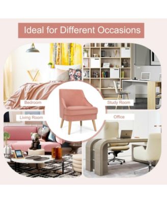 Mid Century Velvet Accent Chair with Rubber Wood Legs for Bedroom