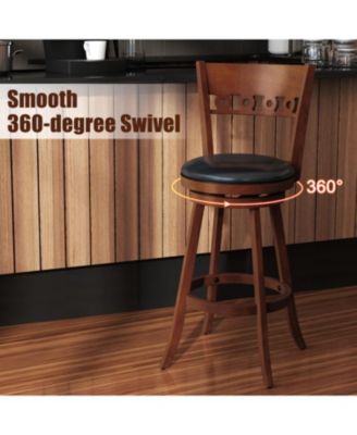 Set of 2 Swivel Bar Stools with Rubber Wood Frame-30.5 inches