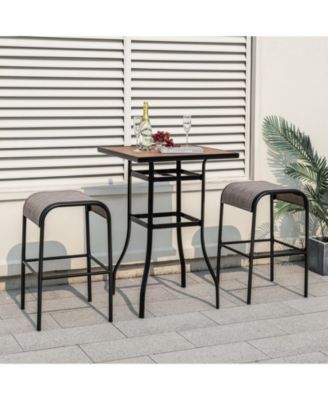 Set of 2 Patio Metal Bar Stools with Curved Fabric Seat-Set of 2