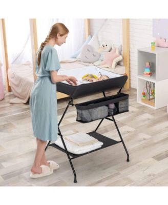 Folding Wide Nursery Diaper Changing Table for Space-Saving and Convenience