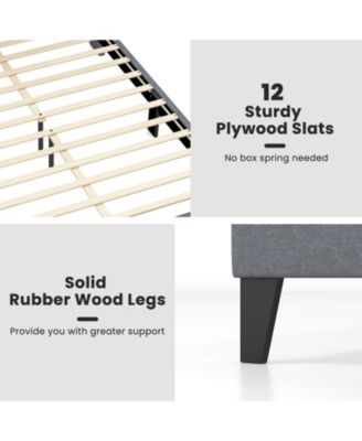 Queen Size Bed Frame with Wingback Headboard and Wood Slat Support-Queen Size