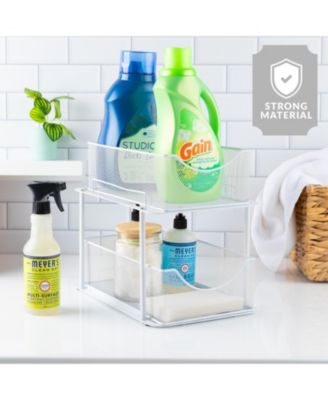 2 Tier Baskets with Mesh Sliding Drawers - Ideal Cabinet, Under the Sink - Great for Bathroom, Kitchen, Office, etc