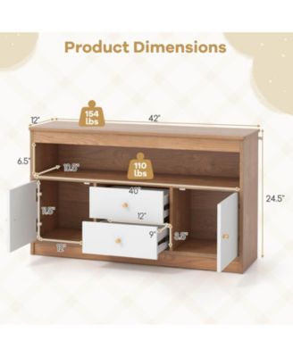 Kids Toy Storage Organizer Wooden Children Bookshelf Storage Chest with Open Shelf