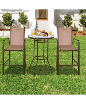 3 Pieces Outdoor Patio Bar Table Stool Set