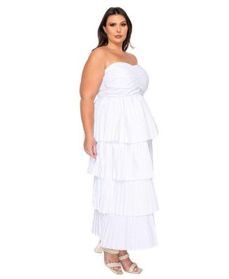Plus Size Eleni Strapless Pleated Tiered Dress