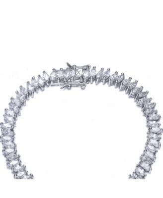 Sterling Silver White Gold Plated Stacked Bracelet