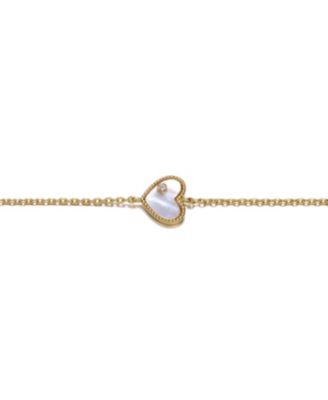 Dainty 14k Gold Plated Heart Chain Charm Bracelet