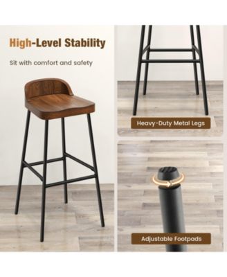 Set of 1/2 29 Inch Industrial Bar Stools with Low Back and Footrests-Set of 2