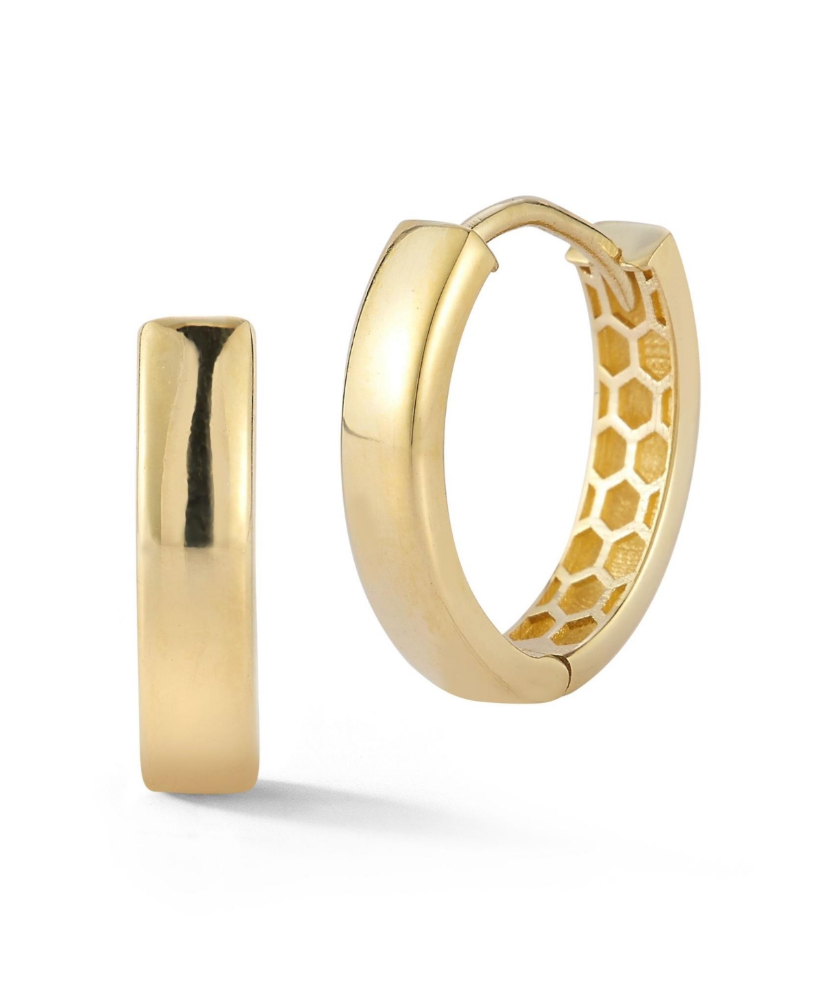14K Gold Oval Huggie Earrings - 14k gold