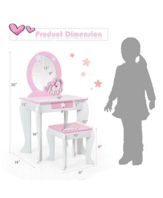 GOUUN Kids Vanity Set with Mirror, Drawer, and Chair for Makeup and Dressing