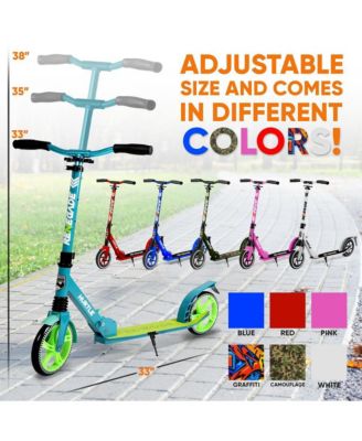 Renegade Kick Scooters for Kids Teenagers Adults- 2 Wheel Kids Scooter with Adjustable T-Bar Handlebar - Alloy Anti-Slip Deck - Portable Folding Scooters for Kids with Carrying Strap