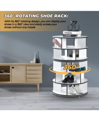 5-Tier Rotating Shoe Rack, 360° Revolving Lazy Susan Spinning Shoe Rack Tower Storage Organizer for Closet Entryway Bedroom Hallway