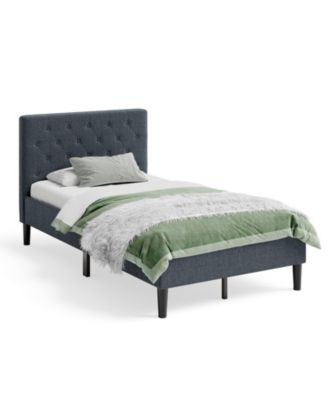 Upholstered Bed Base with Button Stitched Headboard