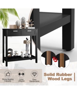 1 pc Narrow Console Table with Drawers and Open Storage Shelf